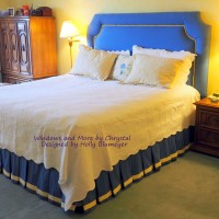 Box pleated bedskirt with banding and Upholstered Headboard