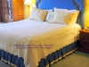 Box pleated bedskirt with banding and Upholstered Headboard