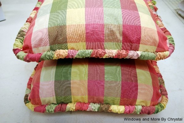Plaid Pillows with large Ruched Cording