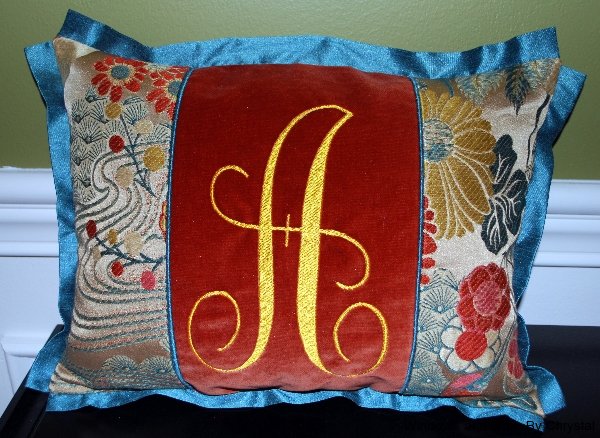 Pieced Monogram Pillow with Flange Edge
