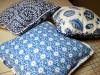 Blue Pillows, with coordinating cording around edges.
