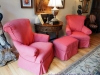 Slipcovered Chairs and ottoman