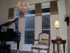 Long Panels with seamed fabrics and trim on Rod