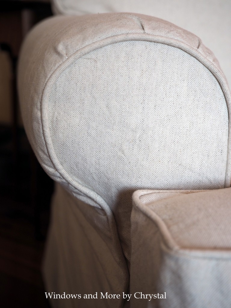 White Slipcover Chair Arm Detail
