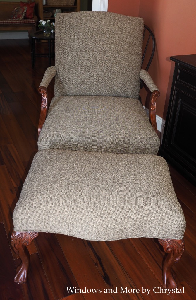 Re-upholstered Chair and Ottoman