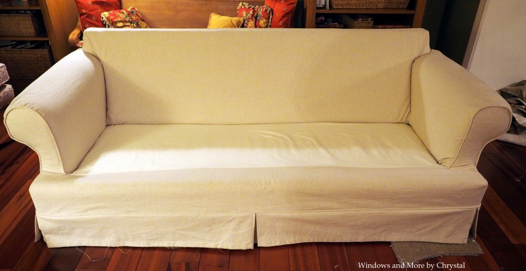 White Slipcover Sofa without Cushions
