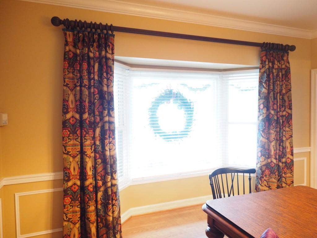 Floral Drapes with Blue Banding