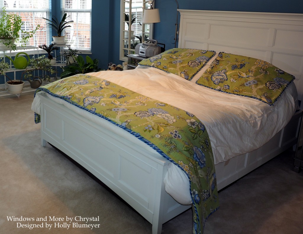 Green Waverly Floral Coverlet and Shams