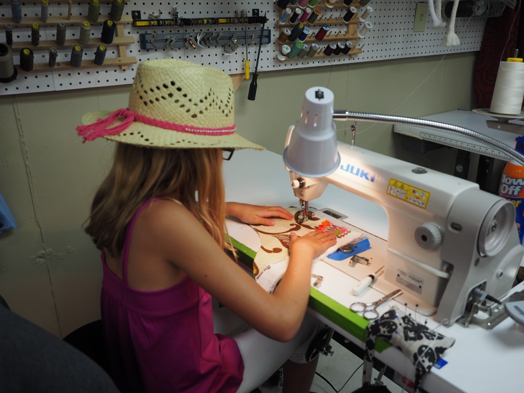 4-H'er Practicing on Industrial sewing Machine