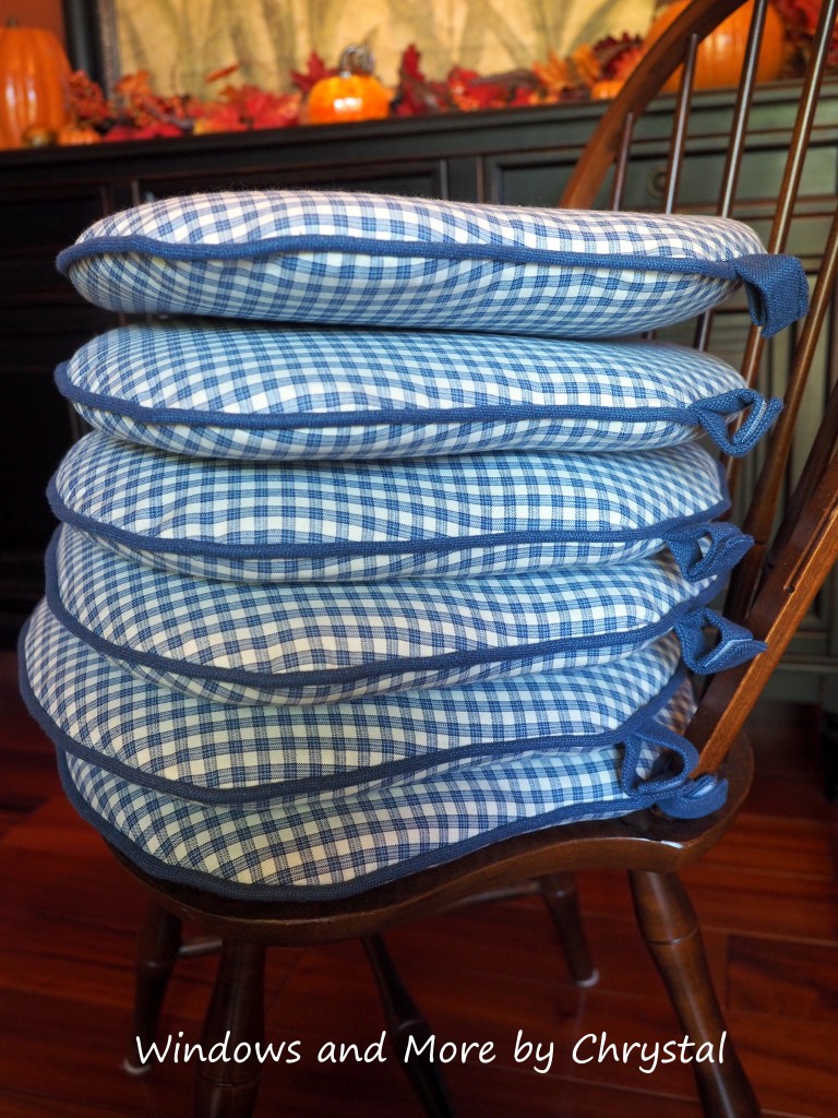 Blue checked chair pads