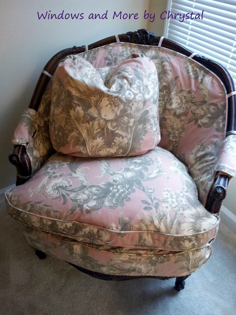 Slipcovered Chair with tabs.