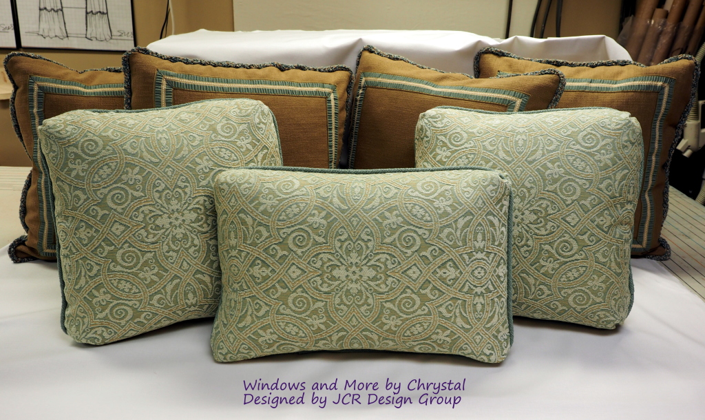 Pillows with Turkish Corners and Trim and Flat Braid
