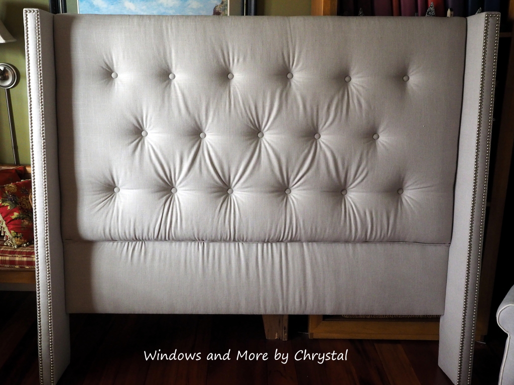 Queen Button Tufted Headboard with Nailheads on wings