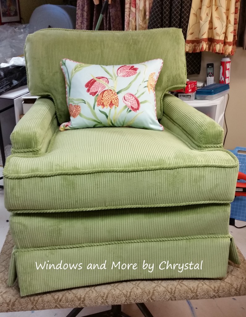Re-upholstered Chair in Green Corduroy